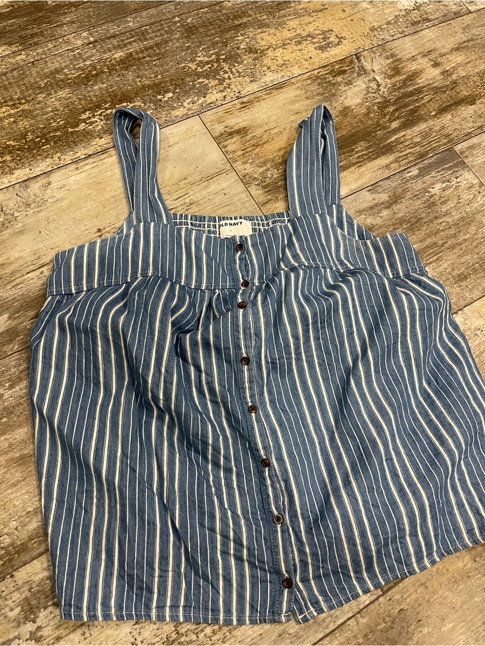 Old Navy Blue and White Striped Button Tank